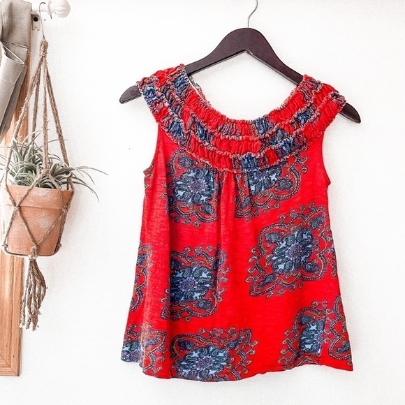 Anthropologie Meadow Rue Smocked Paisley Print Top - Picture 2 of 7